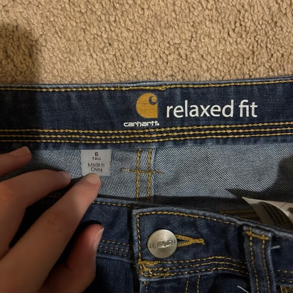 Carhartt Women’s Rugged Flex Jasper Relaxed Denim Jeans Size 6 Tall - Picture 3 of 4
